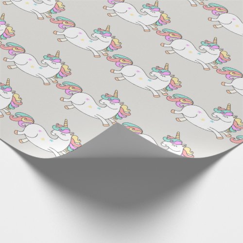 Unicorn Sparkl Glitter Pink Sweet Candy Baby Gray Wrapping Paper