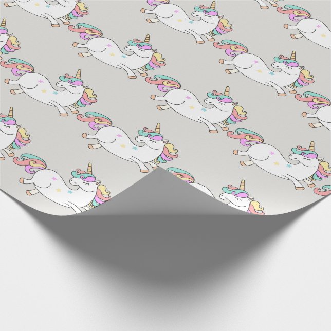Unicorn Sparkl Glitter Pink Sweet Candy Baby Gray Wrapping Paper (Corner)