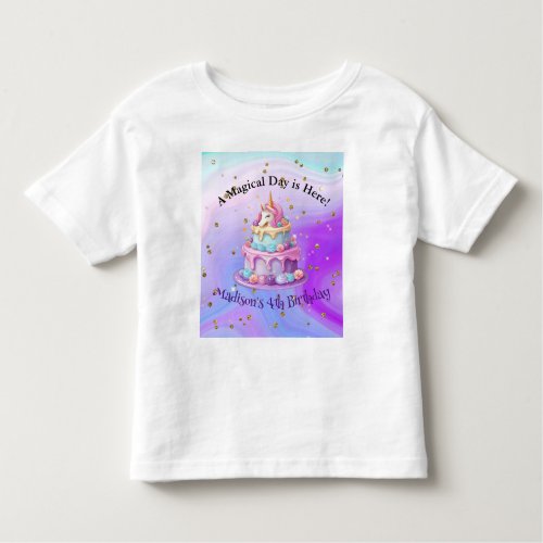 Unicorn Sparkle Blue Purple Cake Birthday Toddler T_shirt