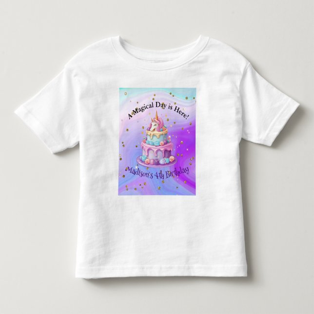 Unicorn Sparkle Blue Purple Cake Birthday Toddler T-shirt (Front)