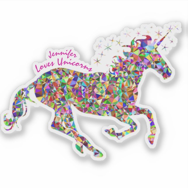 Unicorn, Sparkle Colors, Add Name Sticker (Front)