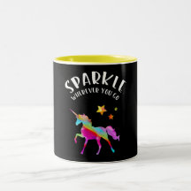 Unicorn - Sparkle. Cute Sayings. Watercolor Art.