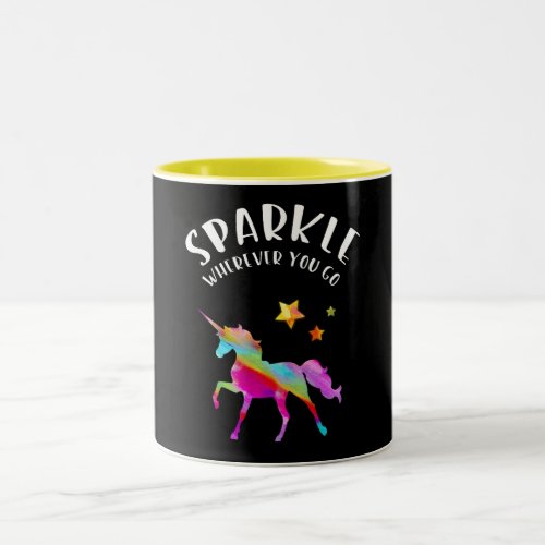 Unicorn _ Sparkle Cute Sayings Watercolor Art Two_Tone Coffee Mug