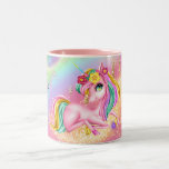 Unicorn Sparkle Girls Pink Diy Name Girly Two-tone Coffee Mug at Zazzle