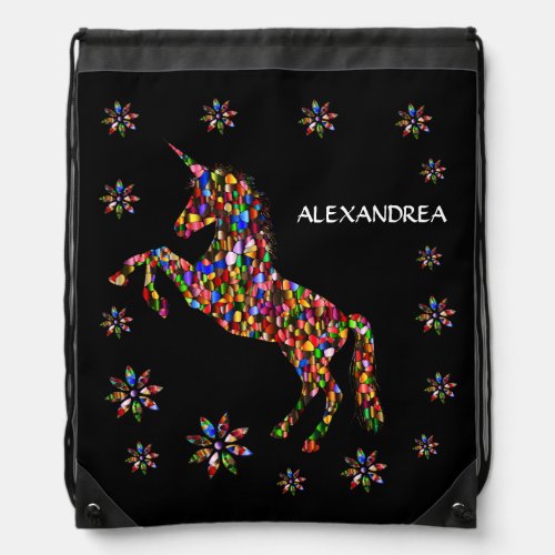 Unicorn Sparkle Glitter Personalize  Drawstring Bag
