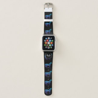 Unicorn Sparkles aqua blue ombre pattern Monogram Apple Watch Band