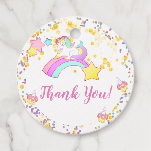 Unicorn Sparkling Stars Cupcakes and Confetti Favor Tags