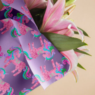 Metallic Iridescent Rainbow Pink Aqua Purple Girly Wrapping Paper