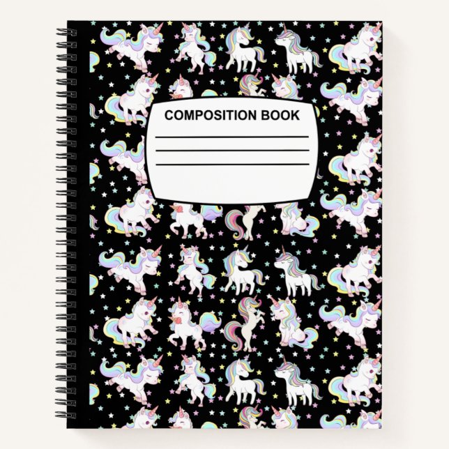 Unicorn Spiral composition Notebook (Front)