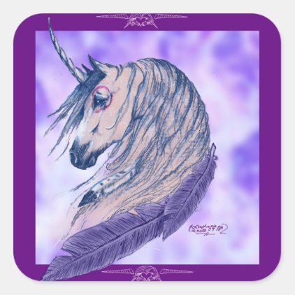 unicorn splash scene square sticker