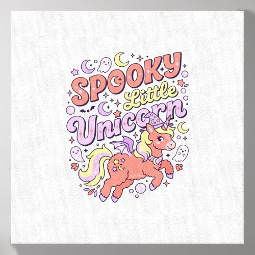 Unicorn Spooky Little Unicorn Whimsical White Back Canvas Photo Tile