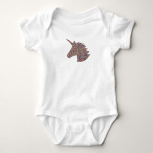 Unicorn Sprinkle Print Pink Baby Bodysuit