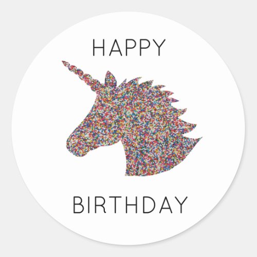 Unicorn Sprinkles Happy Birthday Party Stickers