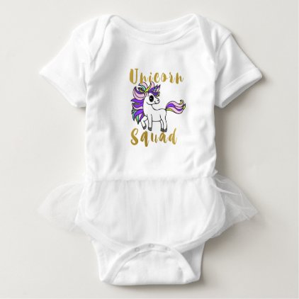 Unicorn Squad, Colorful Pony Baby Bodysuit