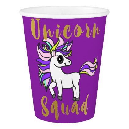 unicorn Squad, Colorful Pony, girls birthday party Paper Cup
