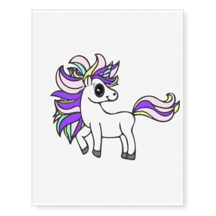 Unicorn Squad, Colorful Pony Temporary Tattoos