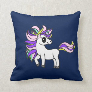 unicorn Squad, Colorful Pony Throw Pillow