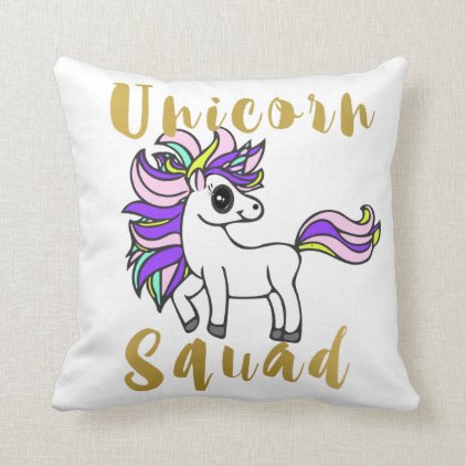 Unicorn Squad, Colorful Pony Throw Pillow