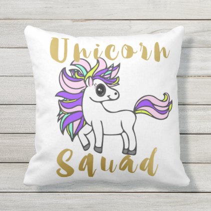Unicorn Squad, Colorful Pony Throw Pillow