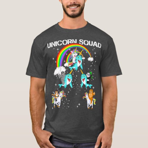 unicorn squad unicorn riding narwhal bigfoot cat g T_Shirt