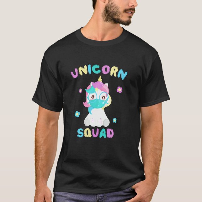 Unicorn Squad Unicorn Wearing Face Mask T-Shirt (Front)