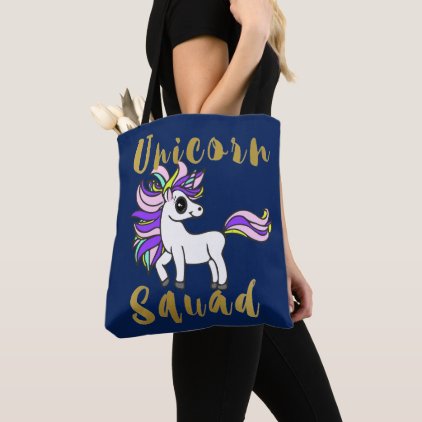 Unicorn Squad, white kawaii Pony Tote Bag