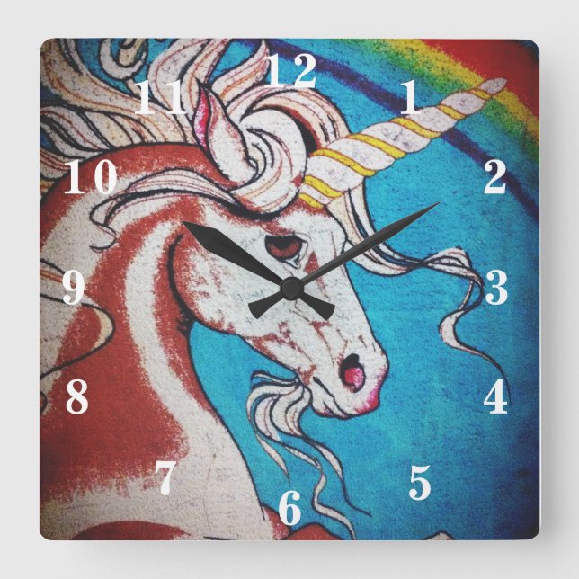 Unicorn Square Wall Clock (Front)