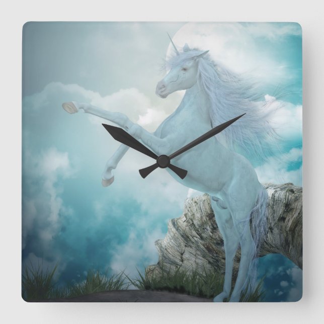 unicorn square wall clock (Front)