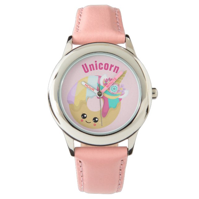 Unicorn - Stainless Steel Leather Strap Watch (Front)