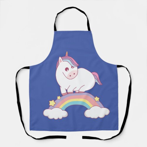 unicorn standing on rainbow  apron