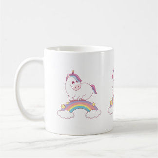 unicorn standing on rainbow coffee mug