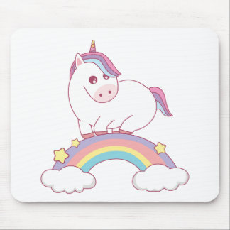 unicorn standing on rainbow mouse pad