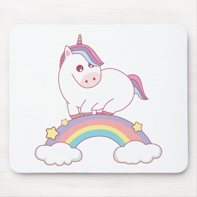 unicorn standing on rainbow mouse pad (Front)