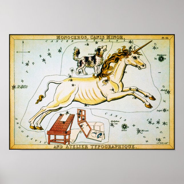 Unicorn Star Chart - Monoceros Constellation (Front)
