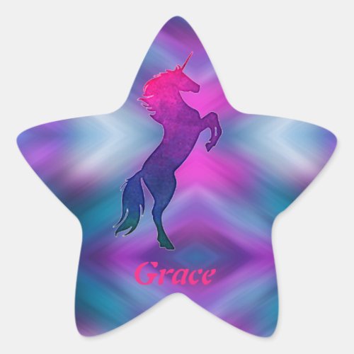 Unicorn Star Stickers with custom name