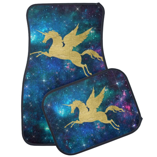 Unicorn Stardust Galaxy Constellation Blue Car Mat (Set)