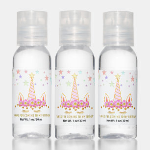 Unicorn & Stars Birthday Thank You Favor Hand Sanitizer