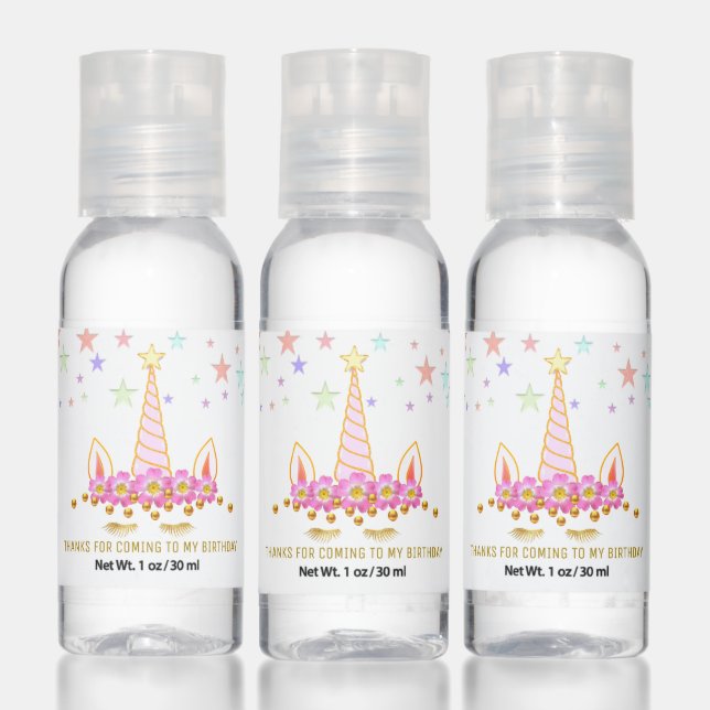 Unicorn & Stars Birthday Thank You Favor Hand Sanitizer (Set)