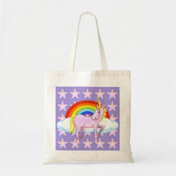 Unicorn & Stars Budget Tote Bag by Shenanigins at Zazzle