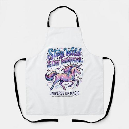 Unicorn Stay Wild Stay Magical Commercial Typograp Apron
