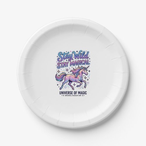 Unicorn Stay Wild Stay Magical Commercial Typograp Paper Plates