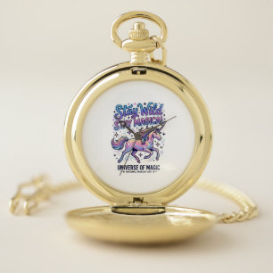 Unicorn Stay Wild Stay Magical Commercial Typograp Pocket Watch