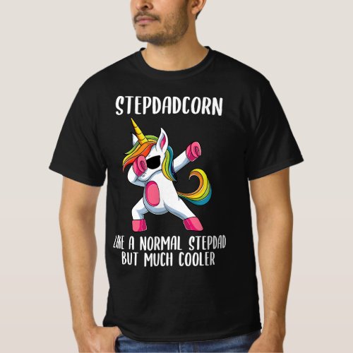 Unicorn Stepdad Girl Birthday Party Apparel Stepda T_Shirt