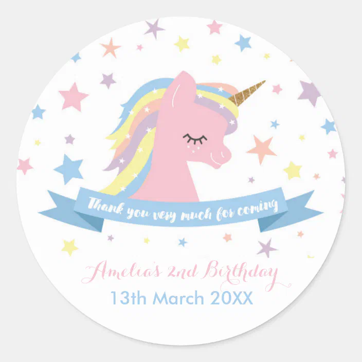 unicorn stickers birthday favor stickers zazzle com