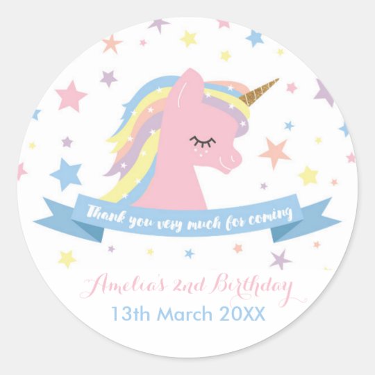 unicorn stickers birthday favor stickers zazzlecom