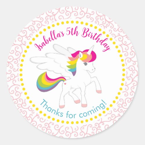 Unicorn Stickers _ Girl Rainbow Birthday Favor