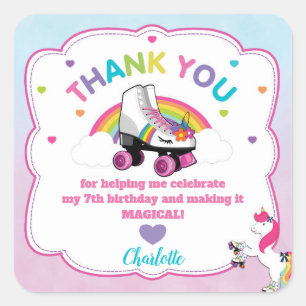 Unicorn Stickers Roller Skating Party Favors Label
