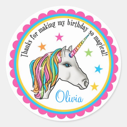 Unicorn Stickers Unicorn birthday party stickers