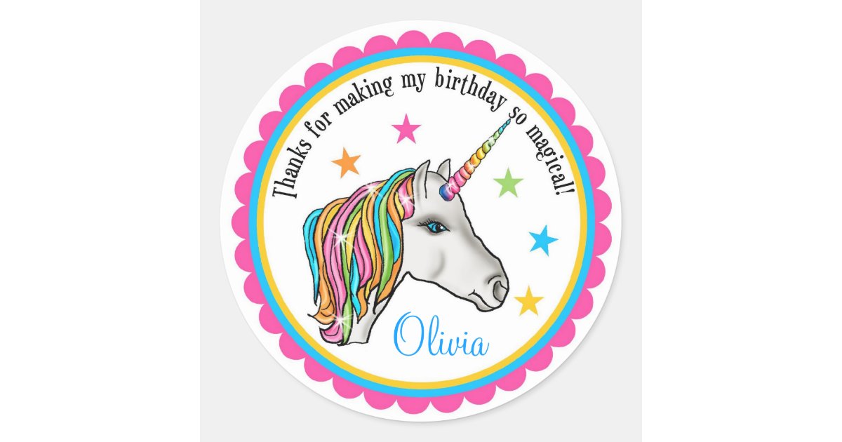 unicorn stickers unicorn birthday party stickers zazzlecom