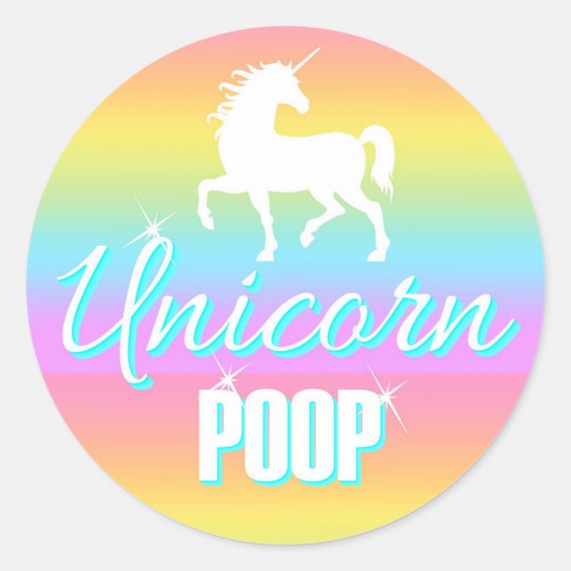 Unicorn Stickers, Unicorn Poop, party favors Classic Round Sticker (Front)